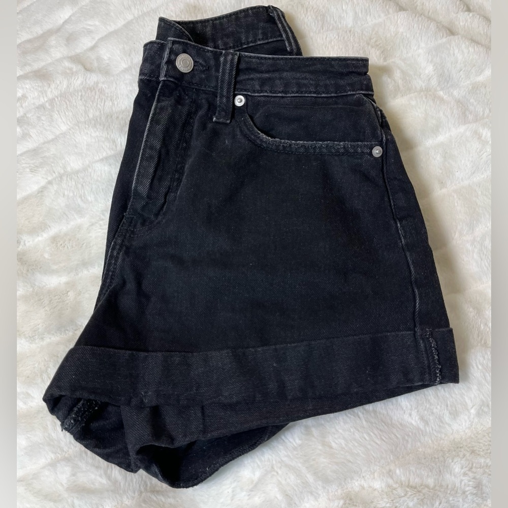 Wild Fable 6/28 Highest Rise Mom Shorts Black Denim Preppy Classic Summer Fall